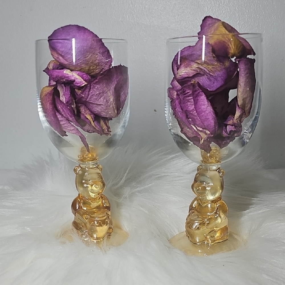 Vintage Winnie the Pooh Disney World Wine Glasses Set of 2
